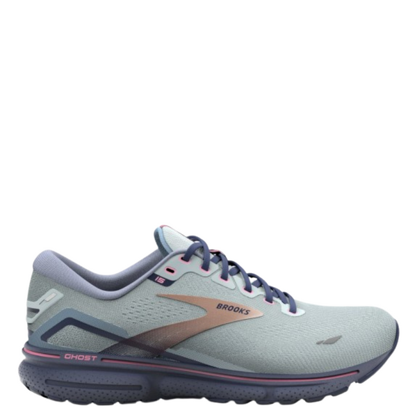 Womens Brooks Ghost 15 Spa Blue/Neo Pink/Copper