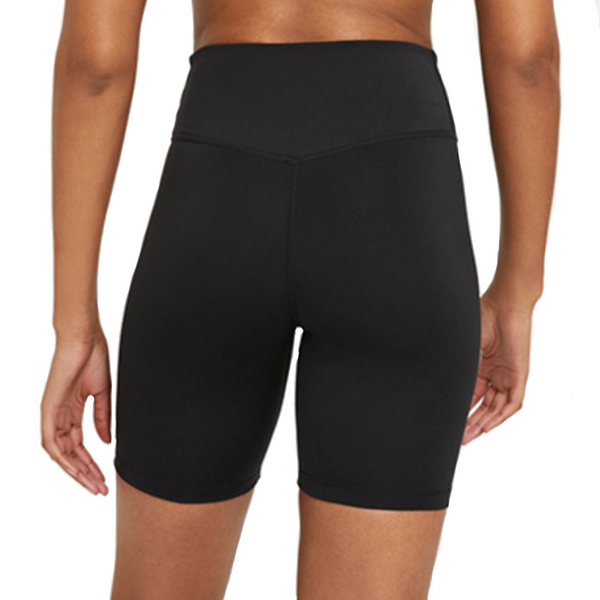 Back View of Womens Nike One Mid Rise 7 Inch Bike Shorts Black