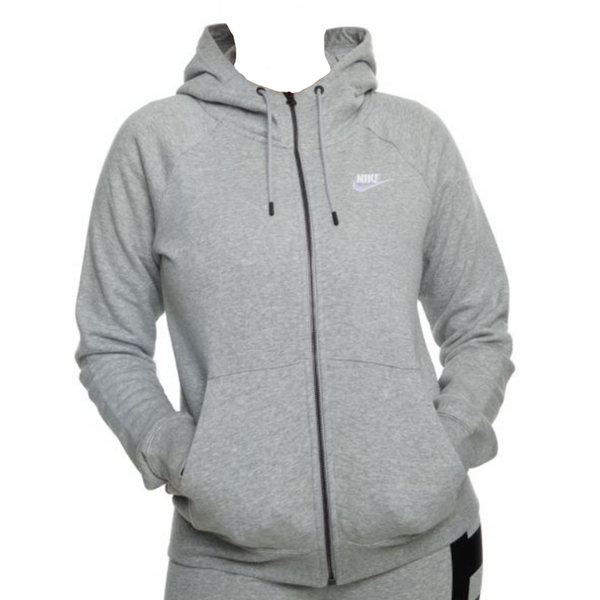 Womens Nike Sportswear Essential Full Zip Fleece Hooded Jacket Grey