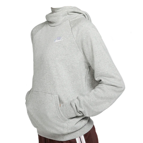 Womens Nike Sportswear Essential Funnel-Neck Fleece Pullover Hoodie Grey