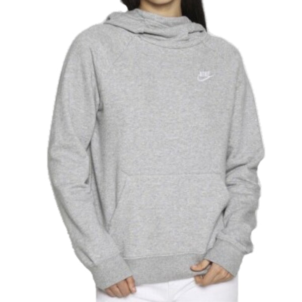 Womens Nike Sportswear Essential Funnel-Neck Fleece Pullover Hoodie Grey