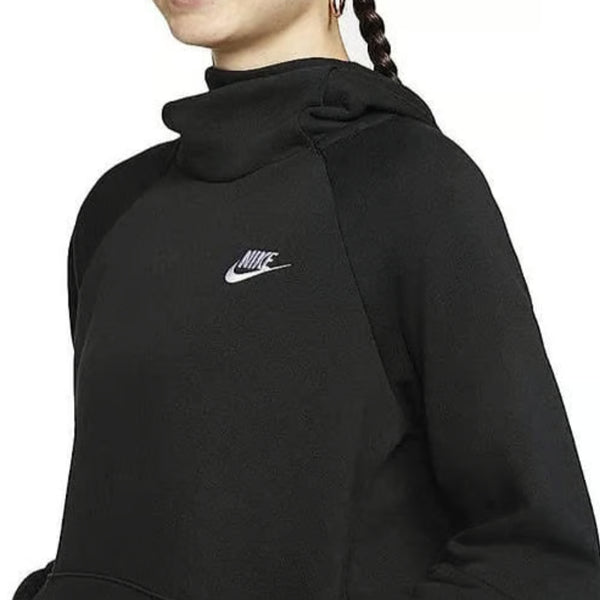 Womens Nike Sportswear Essential Funnel-Neck Fleece Pullover Hoodie Black