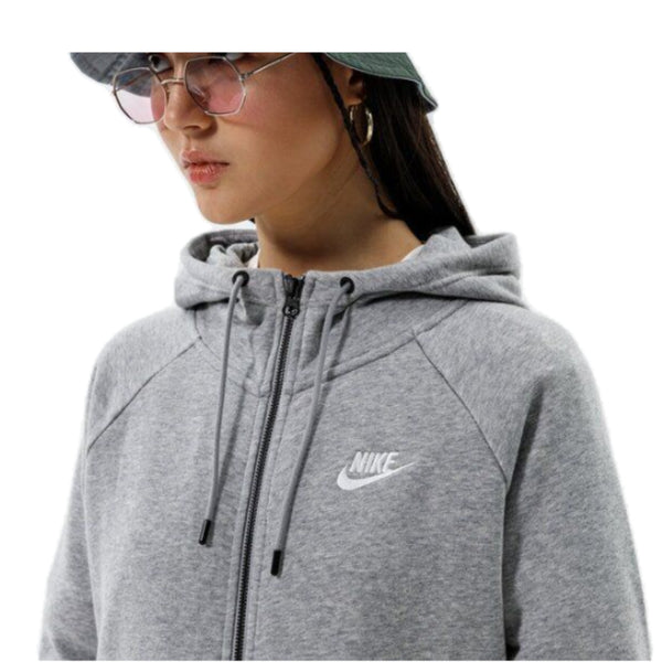 Womens Nike Sportswear Essential Full Zip Fleece Hooded Jacket Grey