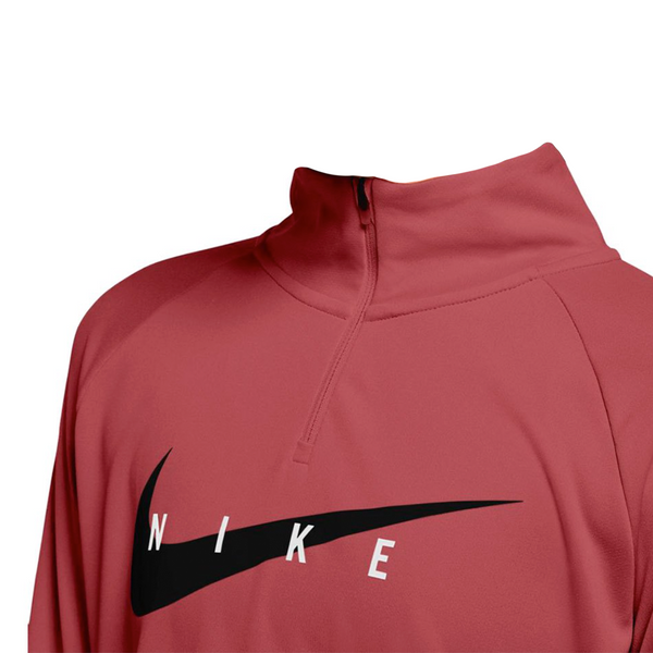 Collar accent of Womens Nike Swoosh 1/4 Zip Long Sleeve Running Top Canyon Red