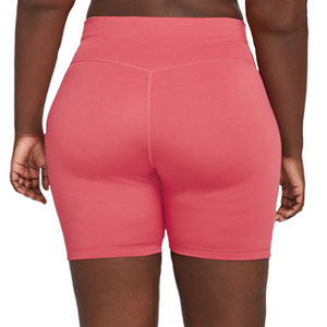 Back View of Womens Nike One Mid Rise 7 Inch Bike Shorts Pink