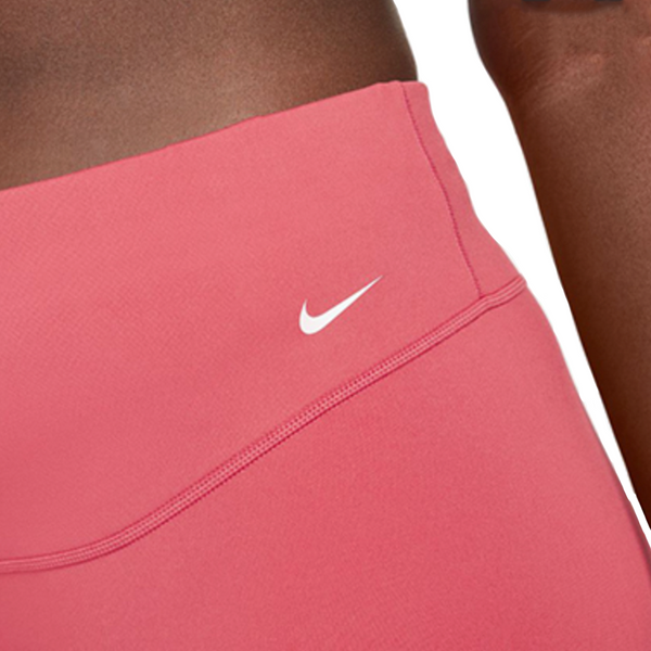 Waistband of Womens Nike One Mid Rise 7 Inch Bike Shorts Pink